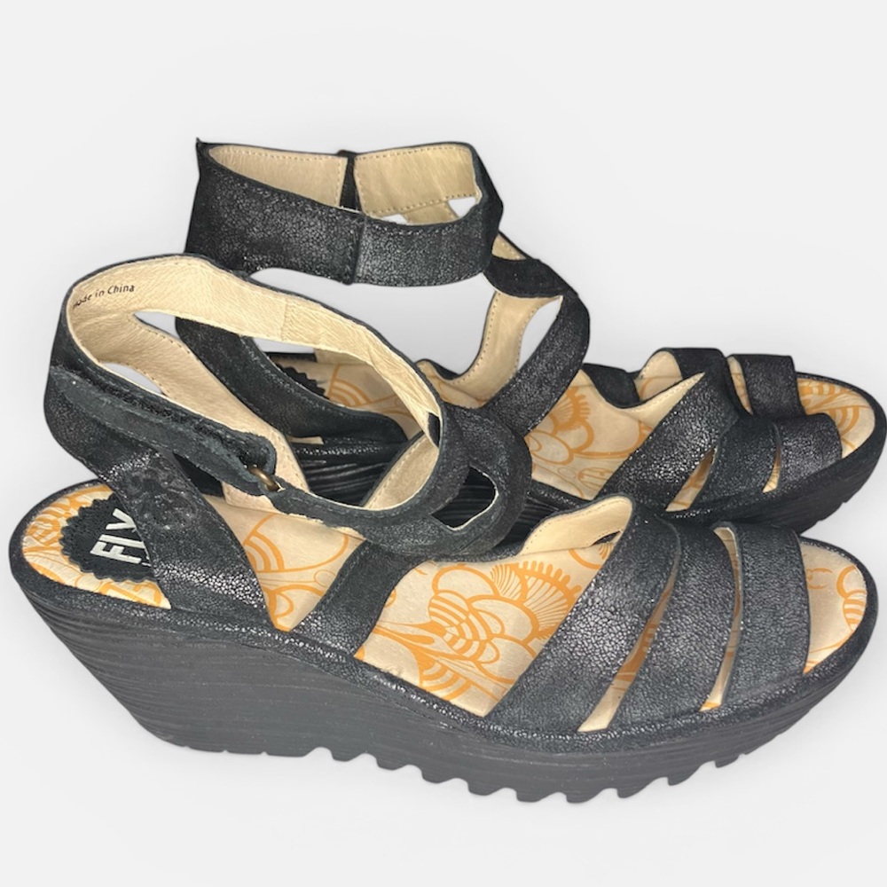 Fly London Platform‎ Wedge Sandals 39 8 8.5
